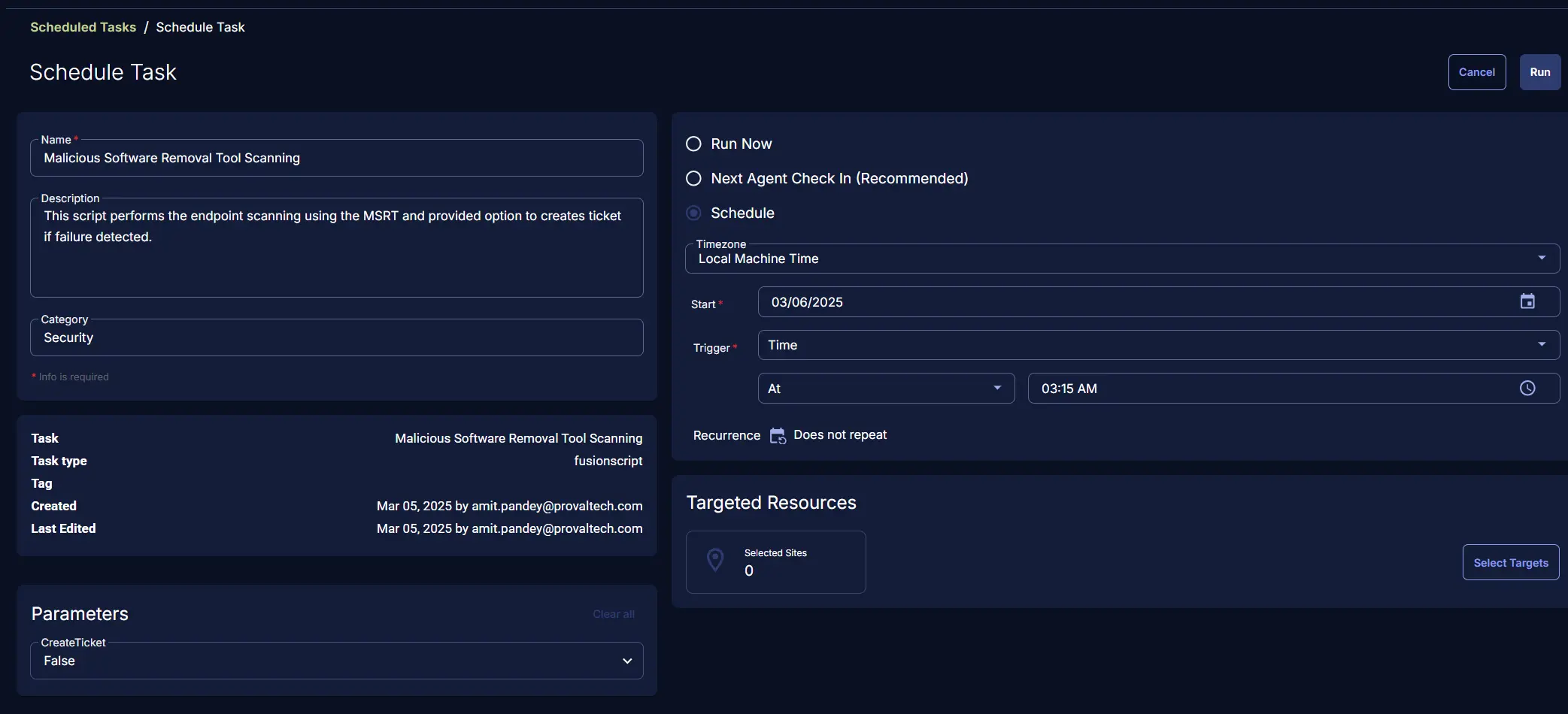 Schedule Task Continued